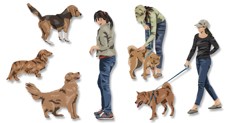 Vol.117 切り抜き動物(4) 犬 | 建築パース素材無料ダウンロ...