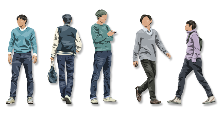 Vol.123 切り抜き人物(32) 男性 | 建築パース素材無料ダウ...