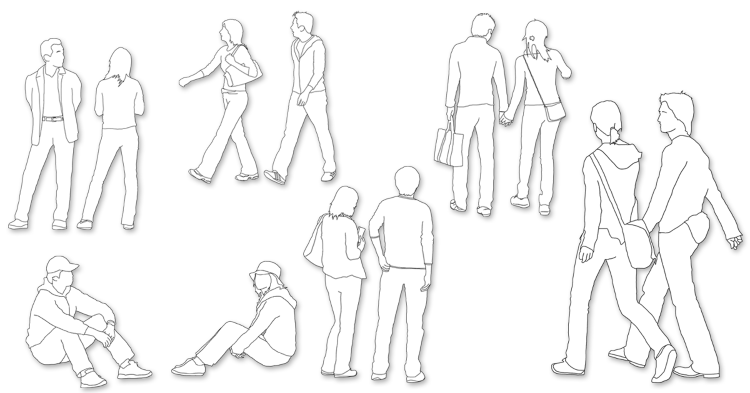 Vol.56 切り抜き人物(21) ライン カップル | 建築パース素...