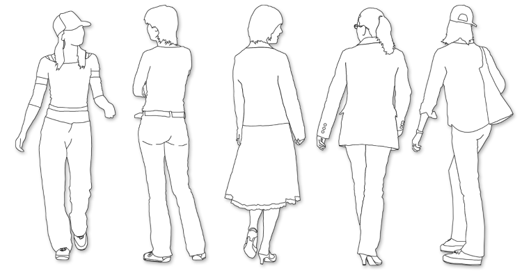 Vol.65 切り抜き人物(24) ライン 女性 | 建築パース素材無...