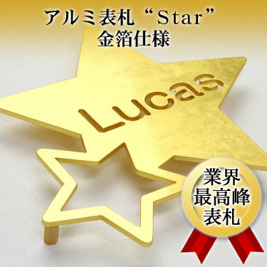 表札GHO-K24-LC2「Star・金箔仕様」アルミ表札