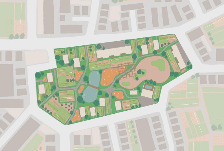 畑の中に住む｜ 農地（生産緑地）に住居を点在させ、農と住の融合空間に｜...