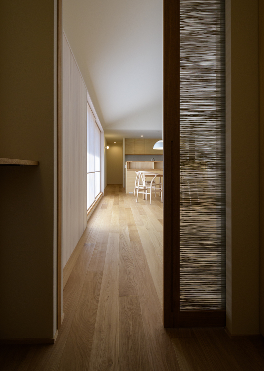 セミコートハウス型の大開口のある平屋「真備町の家?」