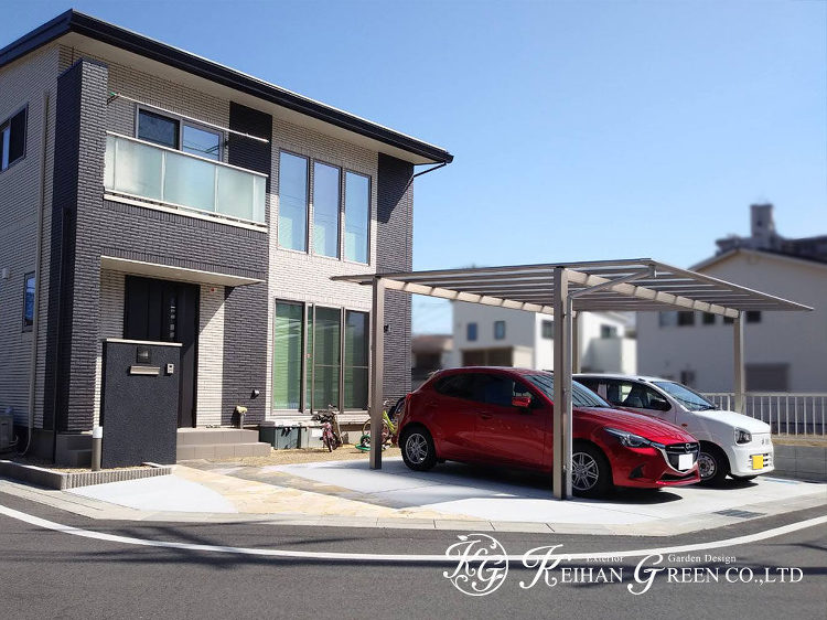 黒をアクセントにしたシンプルモダン外構 大津市 | 京阪グリーン | ...