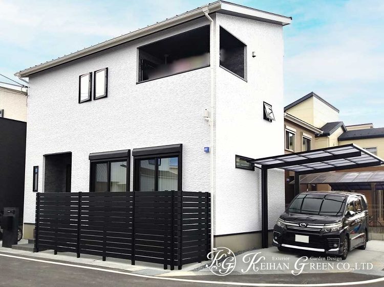 モノトーンでまとめたシンプルモダン外構 大津市 | 京阪グリーン | ...