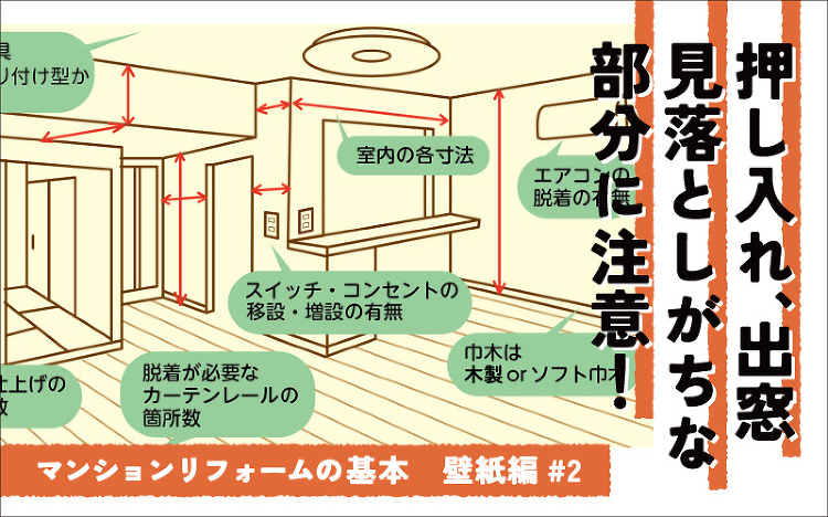 マンションの壁紙リフォーム 現場調査は見落としがちな部分に注意!養生範...