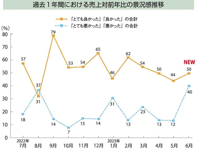 【景況感調査2023年6月】売上、対前年比「悪い」28pt増 :: リ...