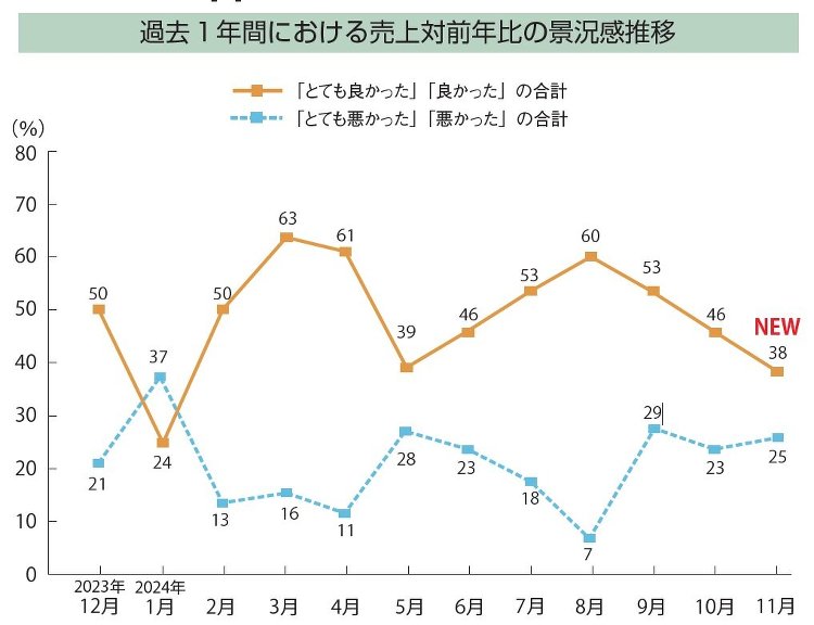 【景況感調査2024年11月】売上、対前年比「良い」8pt減 :: リ...