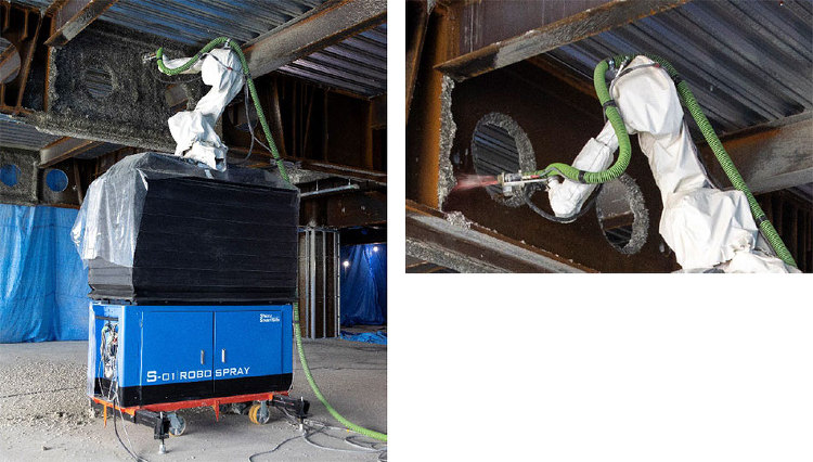 半乾式耐火被覆吹付ロボットの性能を検証 | 企業情報 | 清水建設