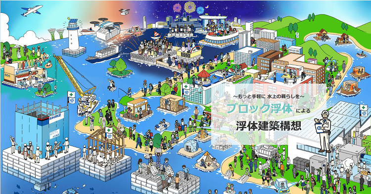 清水建設ブロック浮体による浮体建築構想