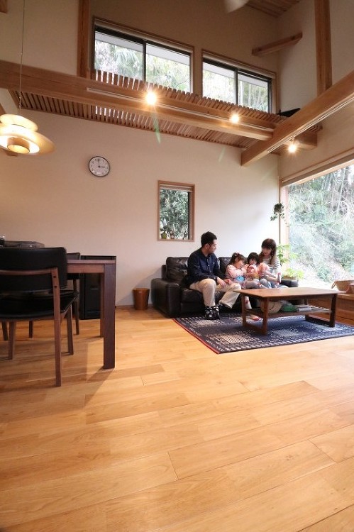 古民家の隣に建てる、大きな吹き抜けのある平屋風の家 ?ケーブルテレビの...
