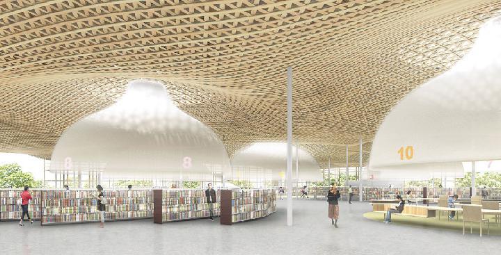 伊東氏設計の木屋根図書館、再入札で戸田JVに | 日経クロステック（x...