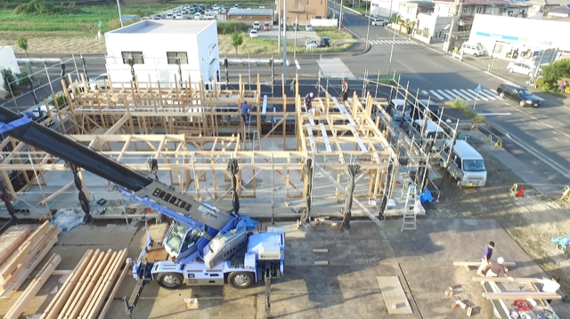【茨城県古河市のN保育園様上棟】ドローン空撮|施工例|古河市 建設会社...