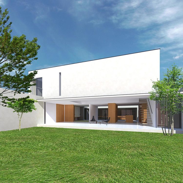 三棟の間に生まれた三つの中庭のある家｜水谷嘉信建築設計事務所